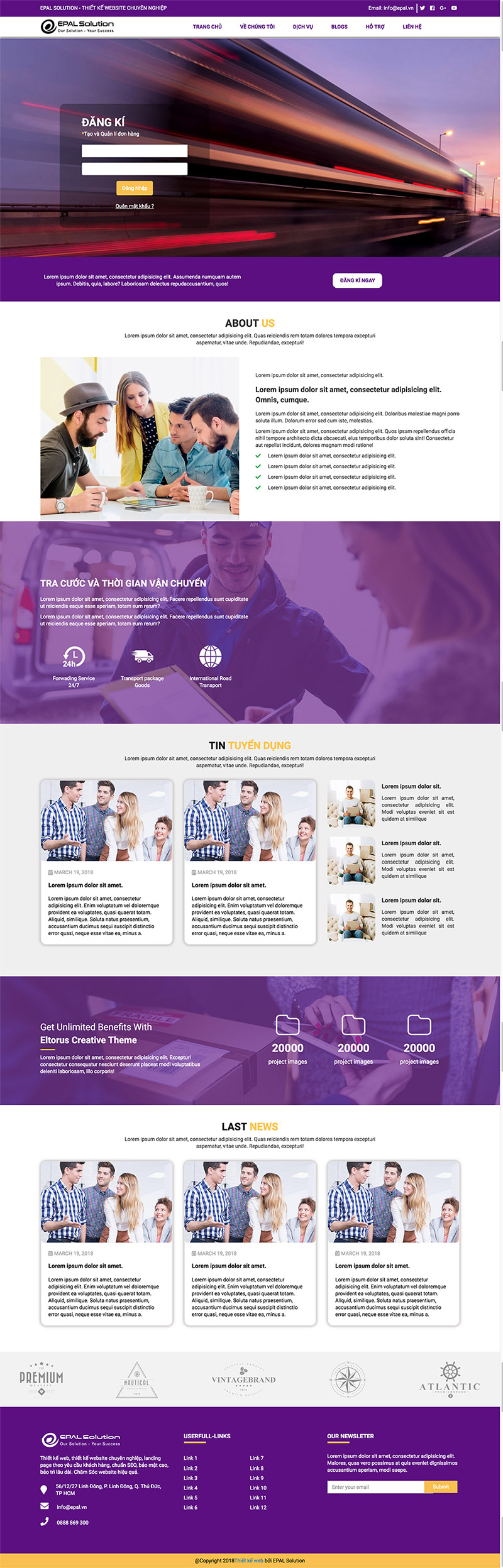Giao diện website doanh nghiệp Chuyển Phát Nhanh