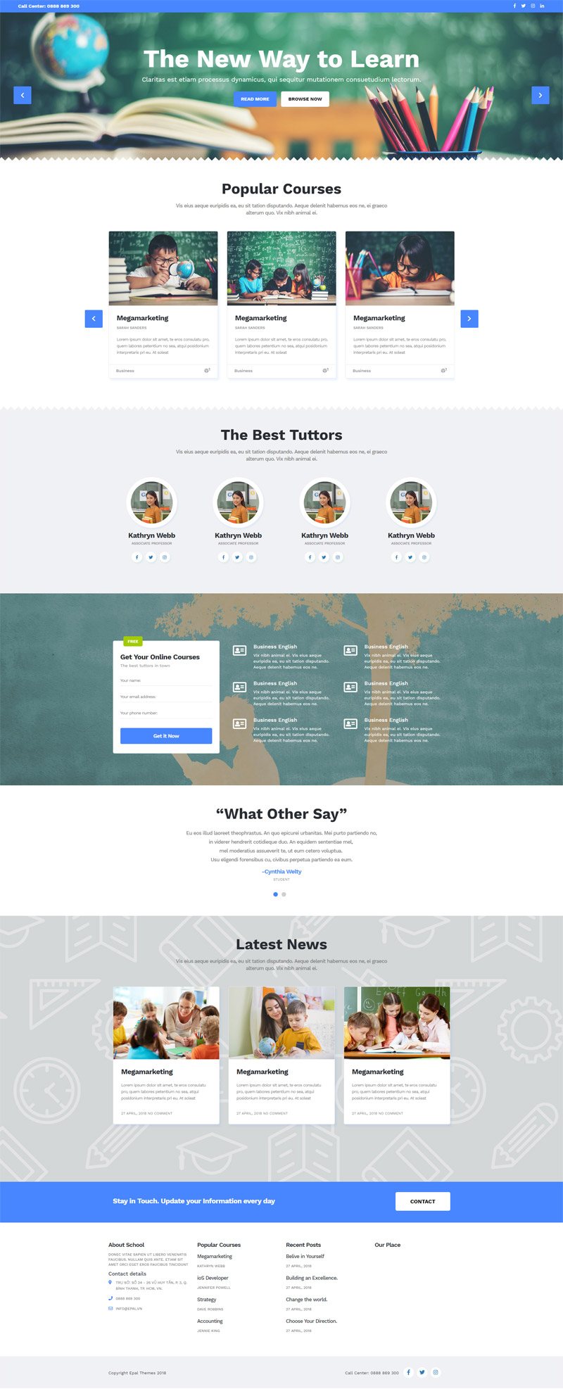 Giao diện website doanh nghiệp Education