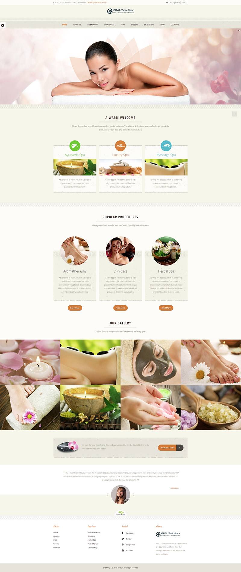 Giao diện website Dream SPA