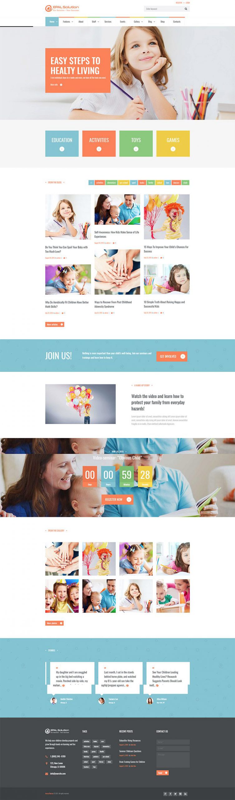 Giao diện website giáo dục Kids Planet