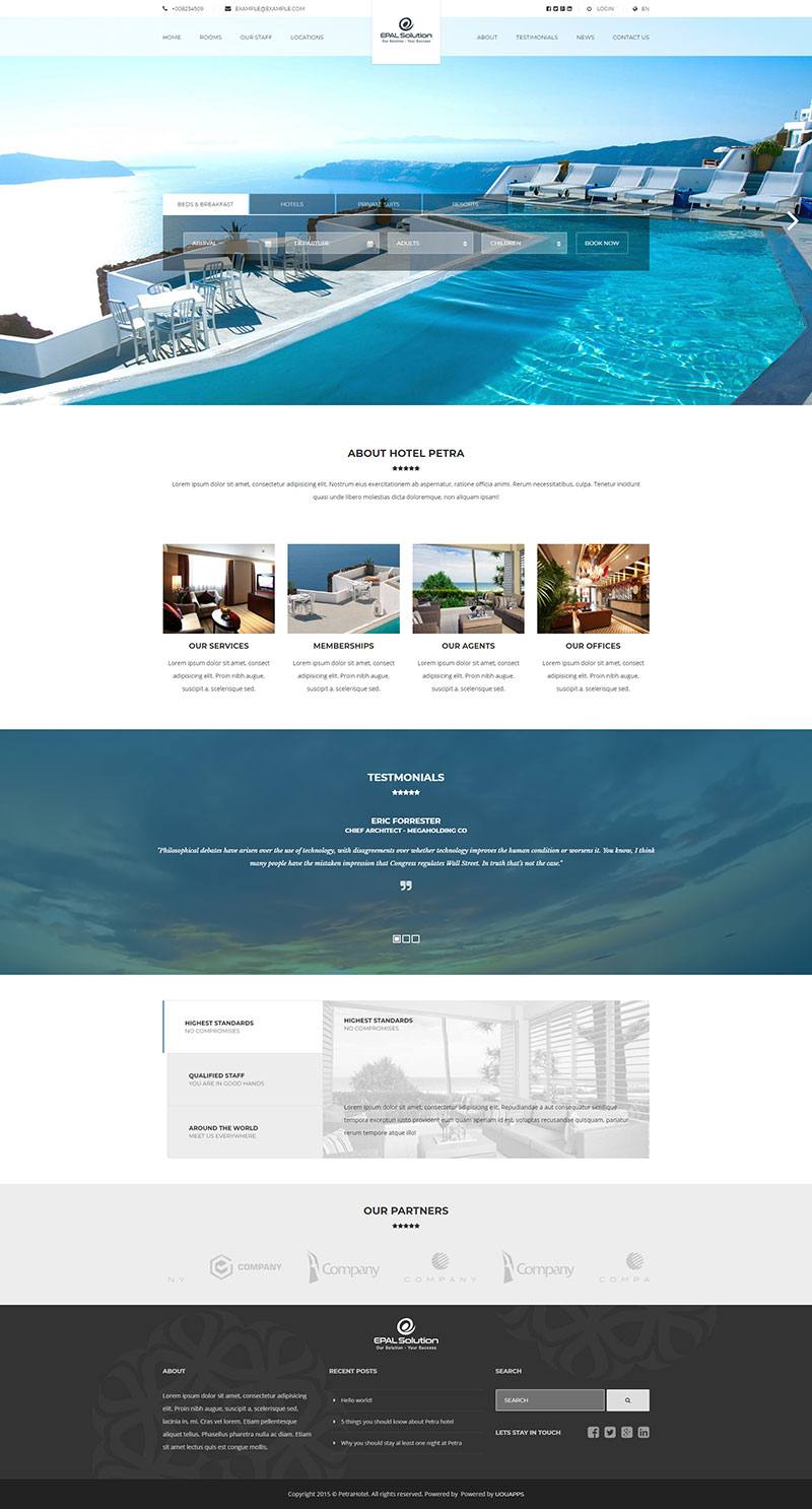 Giao diện website khách sạn Petra