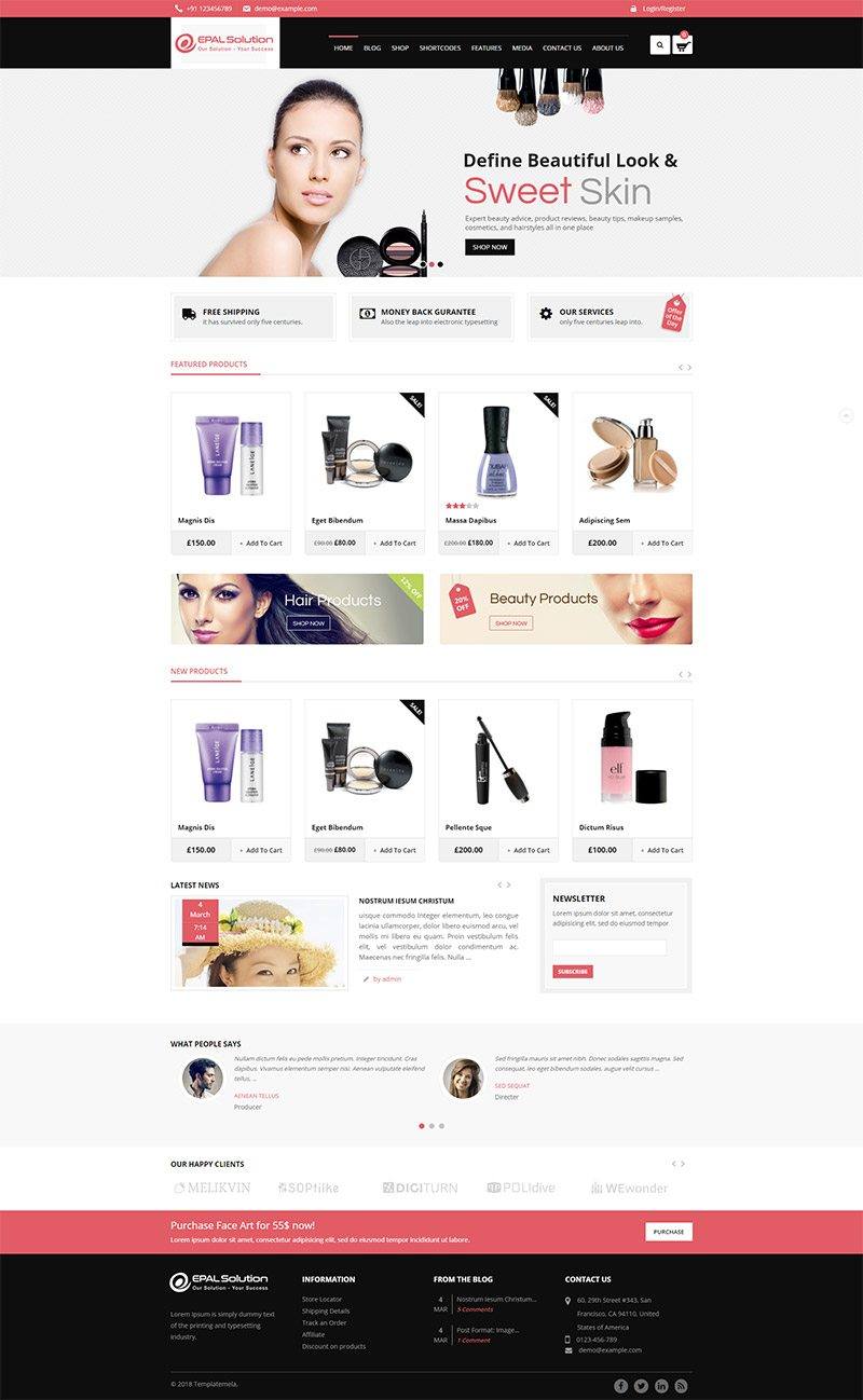 Giao diện website mỹ phẩm Face Art
