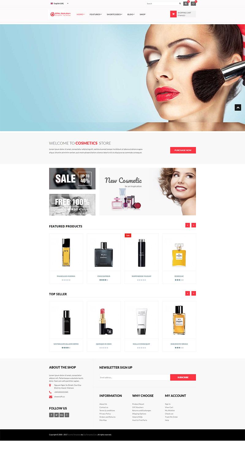 Giao diện website mỹ phẩm Zt Cosmetic