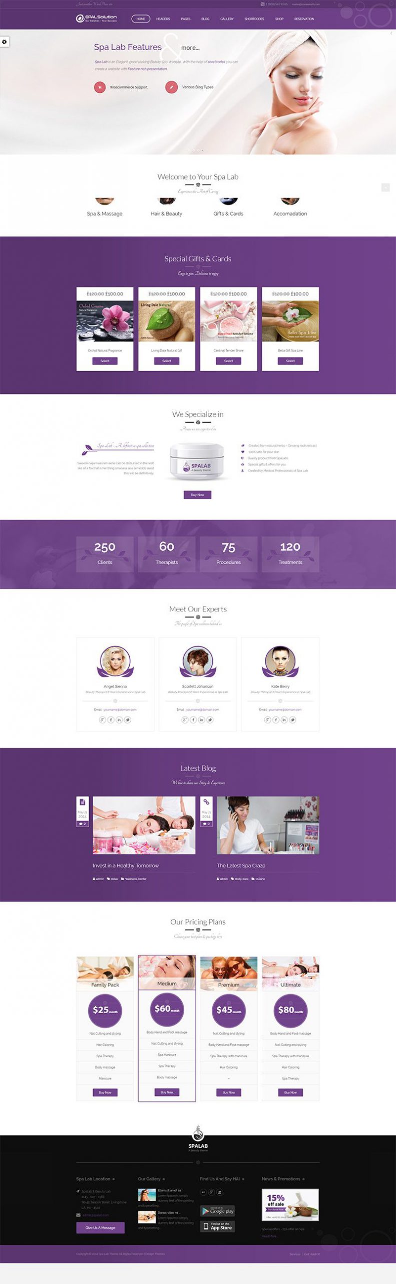 Giao diện website Spa Lab