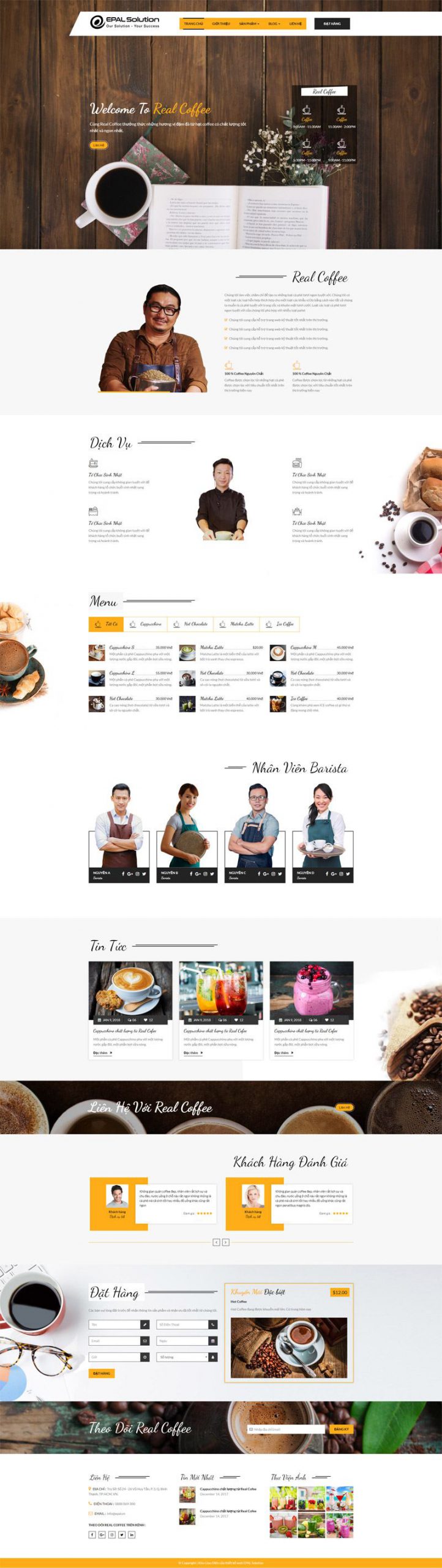 Giao diện website coffee Mẫu 1
