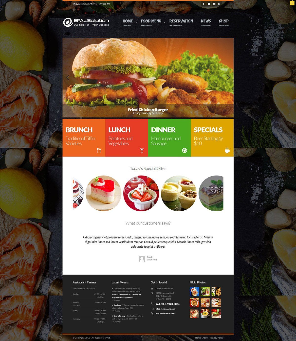 Giao diện website ẩm thực LinoFeast