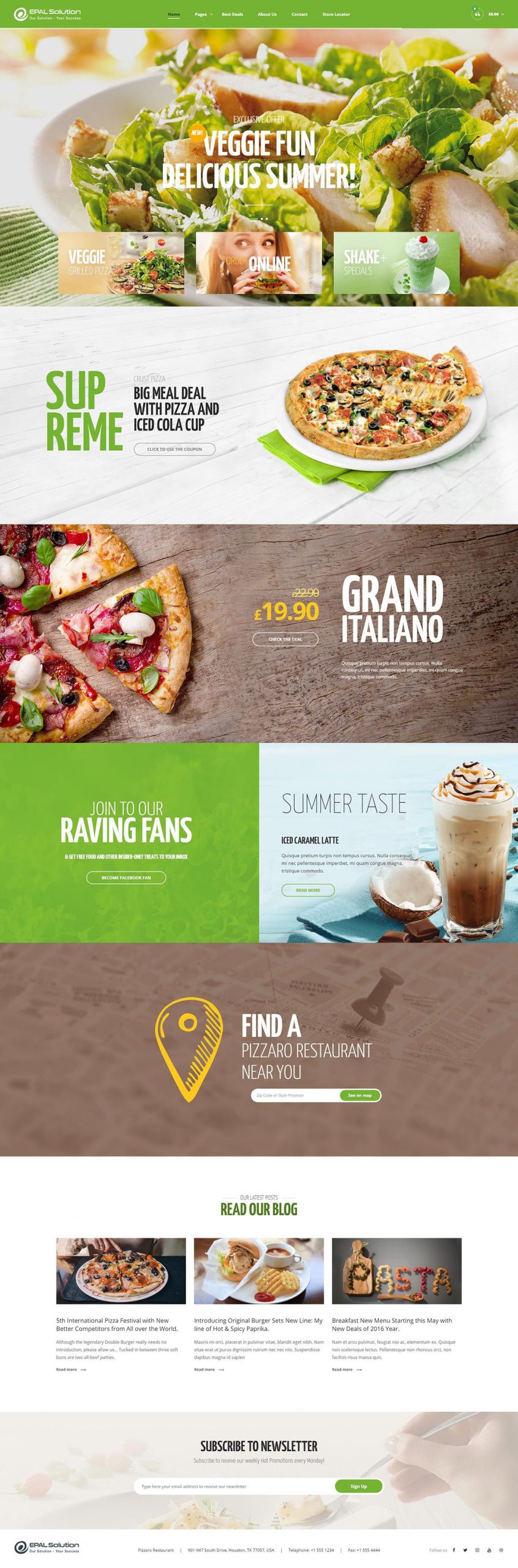 Giao diện website ẩm thực Pizzaro