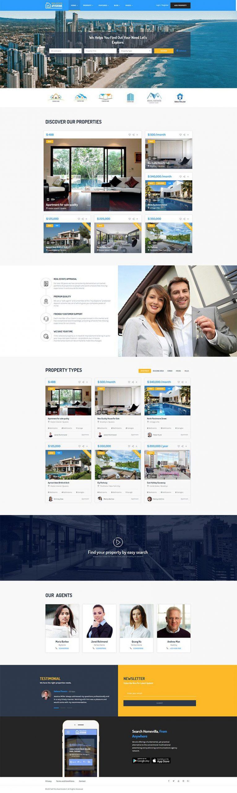 Giao diện website bất động sản ApusHome