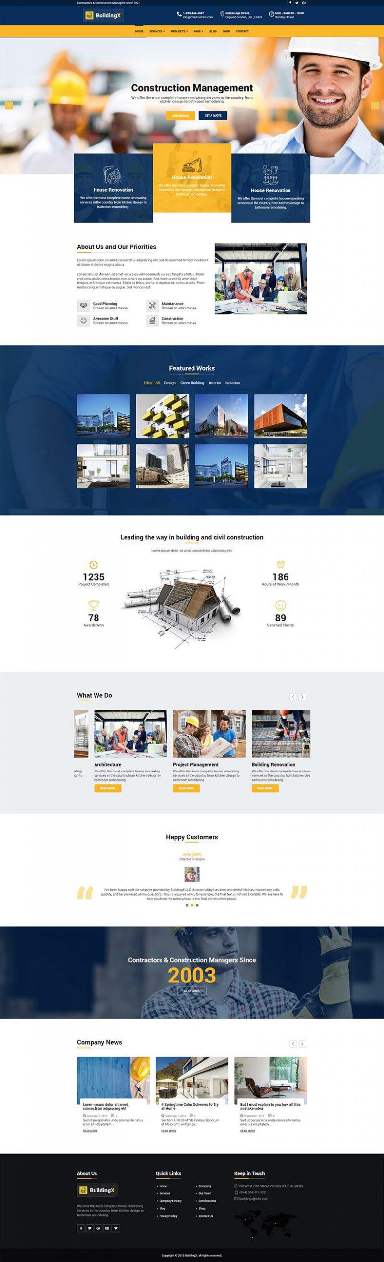 Giao diện website doanh nghiệp BuildingX
