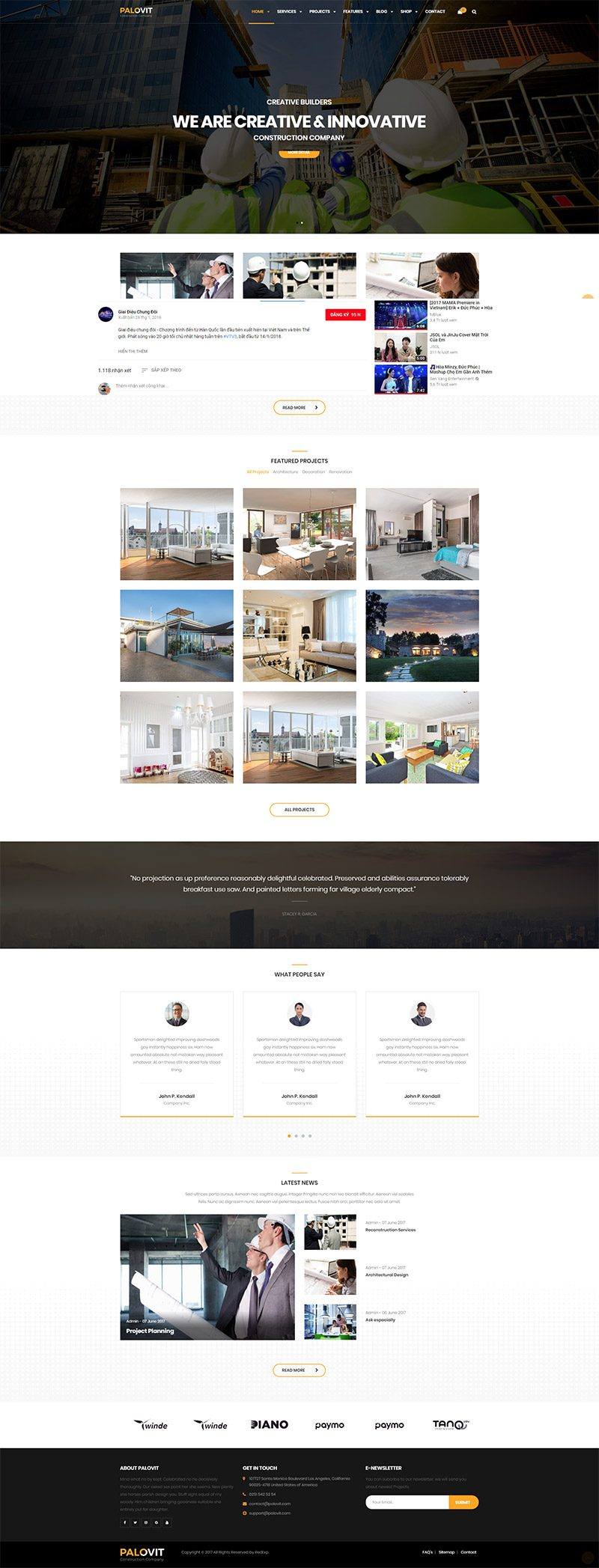Giao diện website doanh nghiệp Palovit