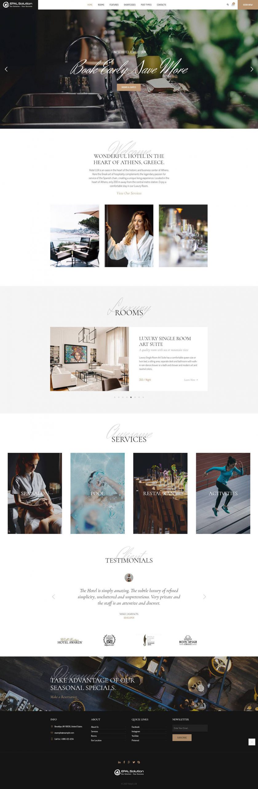 Giao diện website khách sạn Hotel Lux