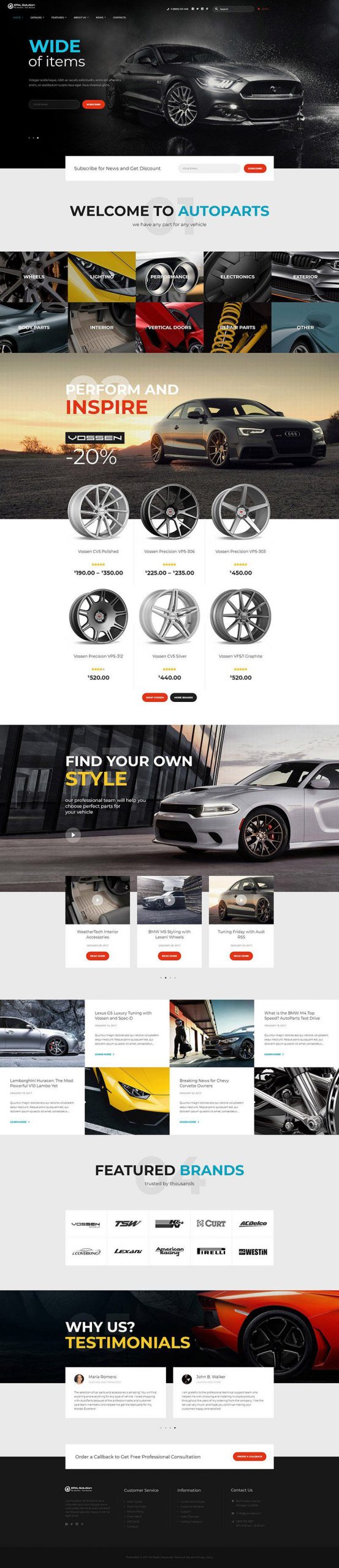 Giao diện website ô tô Auto Parts