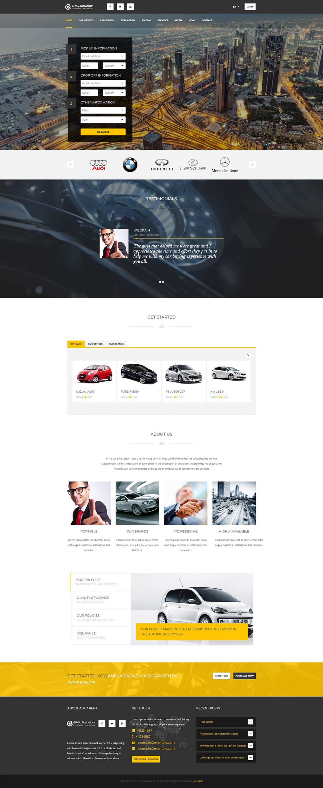 Giao diện website ô tô Auto Rent