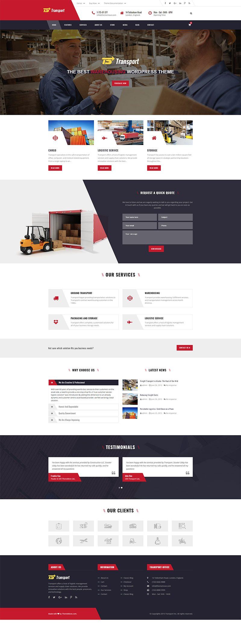 Giao diện website ô tô Transport